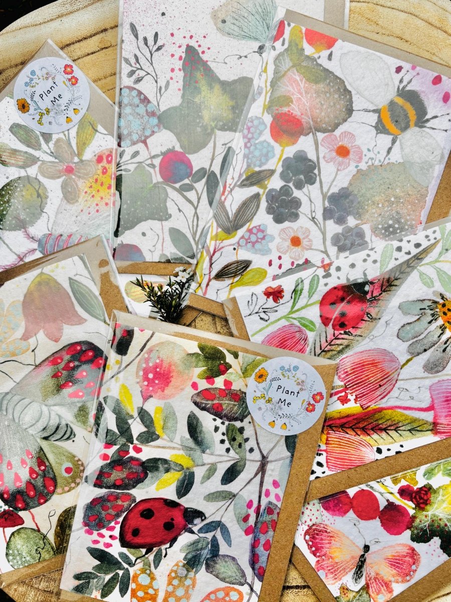 Plantable Seed Paper Card – Moth & Wildflower Eco Greeting Card - Erika's Whimsical Art