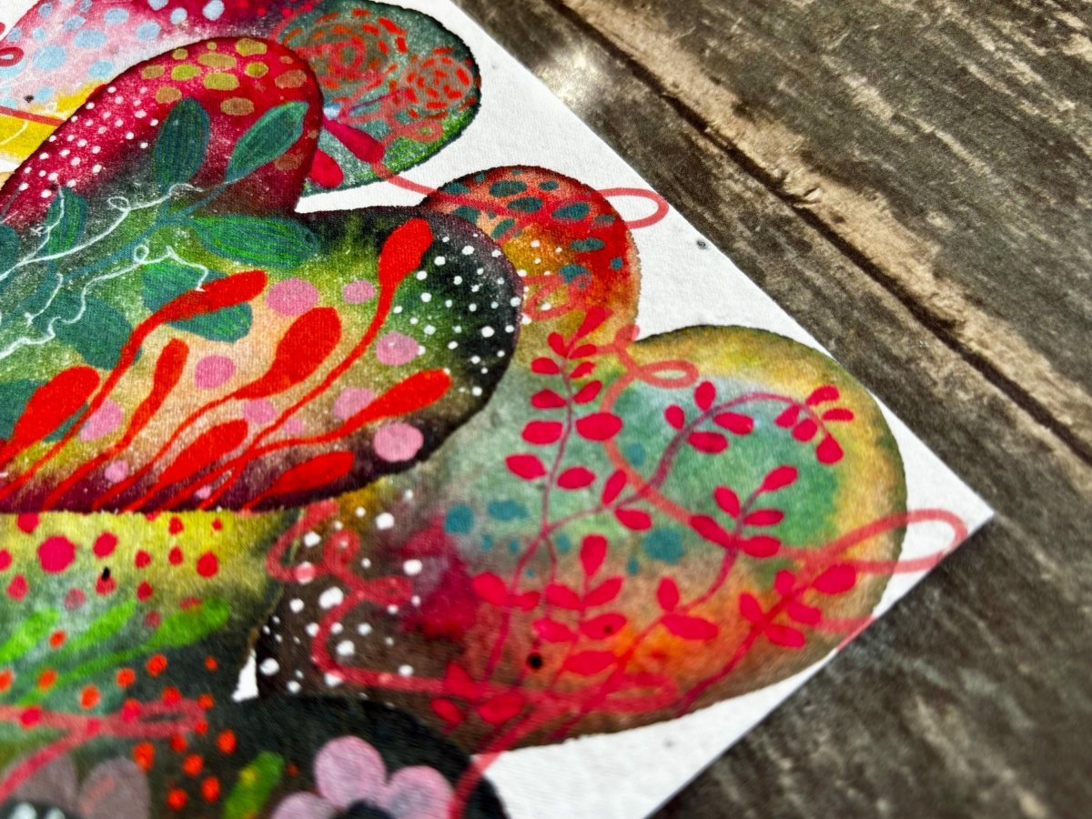 Plantable Seed Paper Card – Rainbow Hearts Love Greeting, Wildflower Seeds - Erika's Whimsical Art
