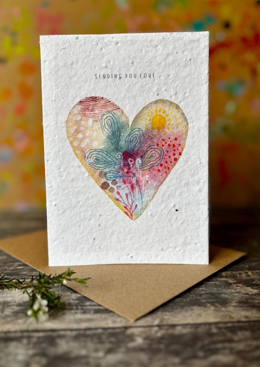 Plantable Seed Paper Card – Sending You Love Wildflower Greeting - Erika's Whimsical Art