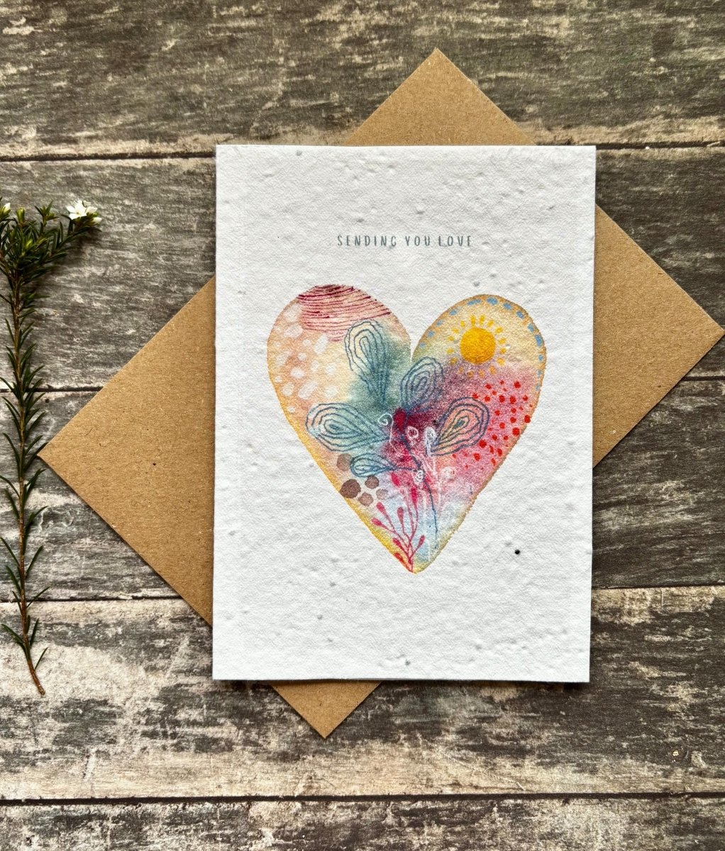 Plantable Seed Paper Card – Sending You Love Wildflower Greeting - Erika's Whimsical Art