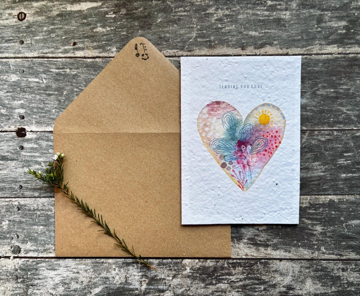 Plantable Seed Paper Card – Sending You Love Wildflower Greeting - Erika's Whimsical Art