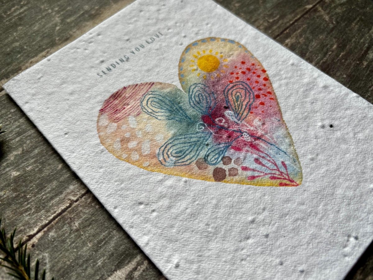 Plantable Seed Paper Card – Sending You Love Wildflower Greeting - Erika's Whimsical Art