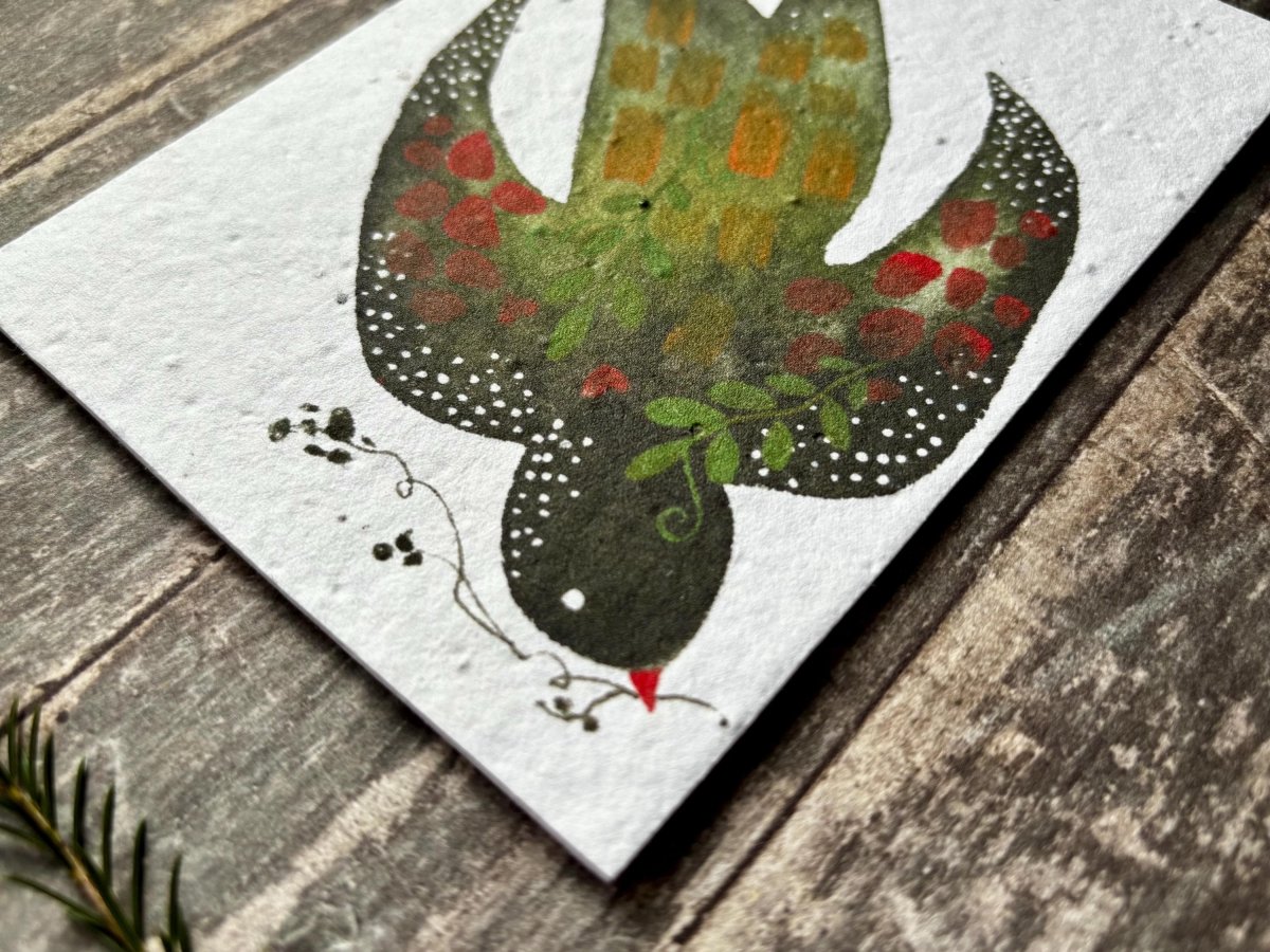 Plantable Seed Paper Card – Swallow Bird Illustration, Eco - Friendly Greeting - Erika's Whimsical Art