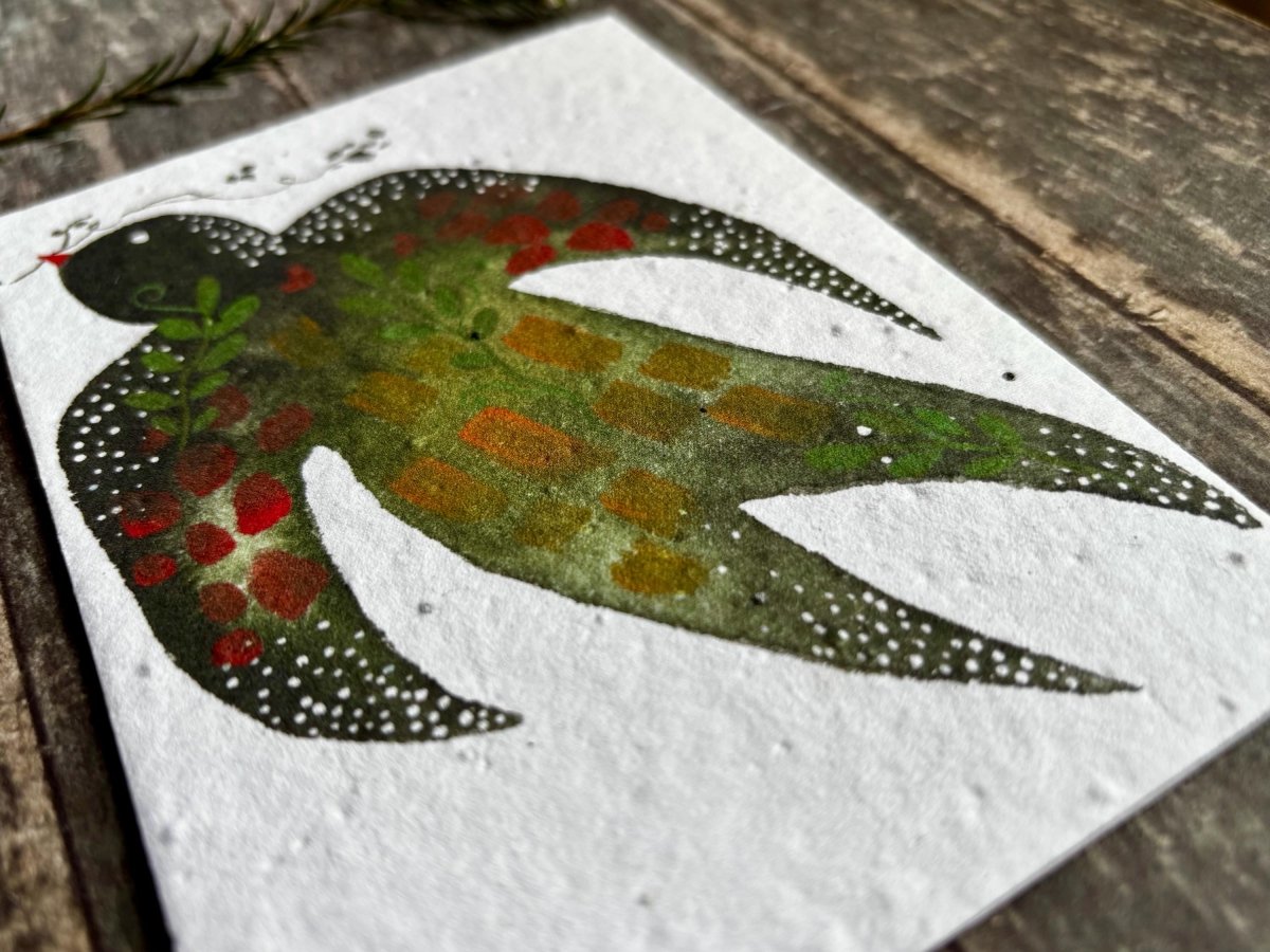 Plantable Seed Paper Card – Swallow Bird Illustration, Eco - Friendly Greeting - Erika's Whimsical Art