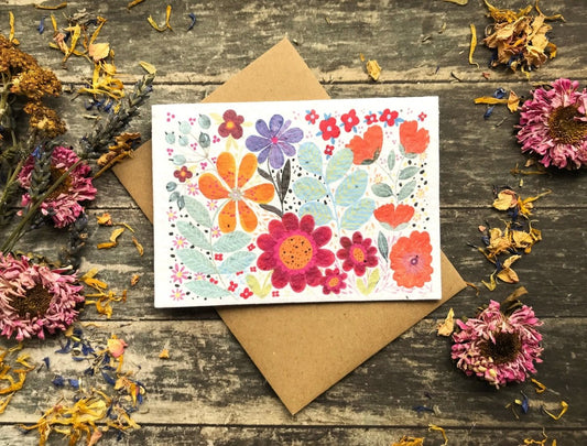 Plantable Seed Paper Card: Watercolor Floral Art, Eco - Friendly - Erika's Whimsical Art