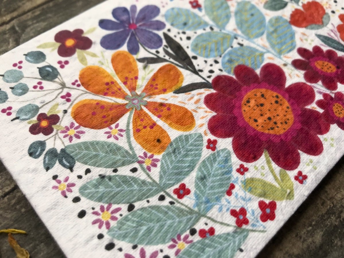Plantable Seed Paper Card: Watercolor Floral Art, Eco - Friendly - Erika's Whimsical Art