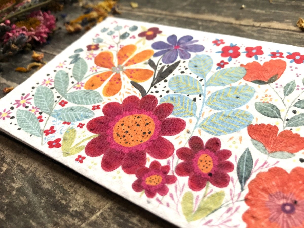 Plantable Seed Paper Card: Watercolor Floral Art, Eco - Friendly - Erika's Whimsical Art