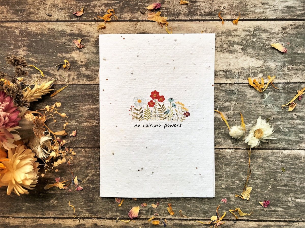 Plantable Seed Paper Card: Watercolor Flower Design, Inspirational A6 Card - Erika's Whimsical Art