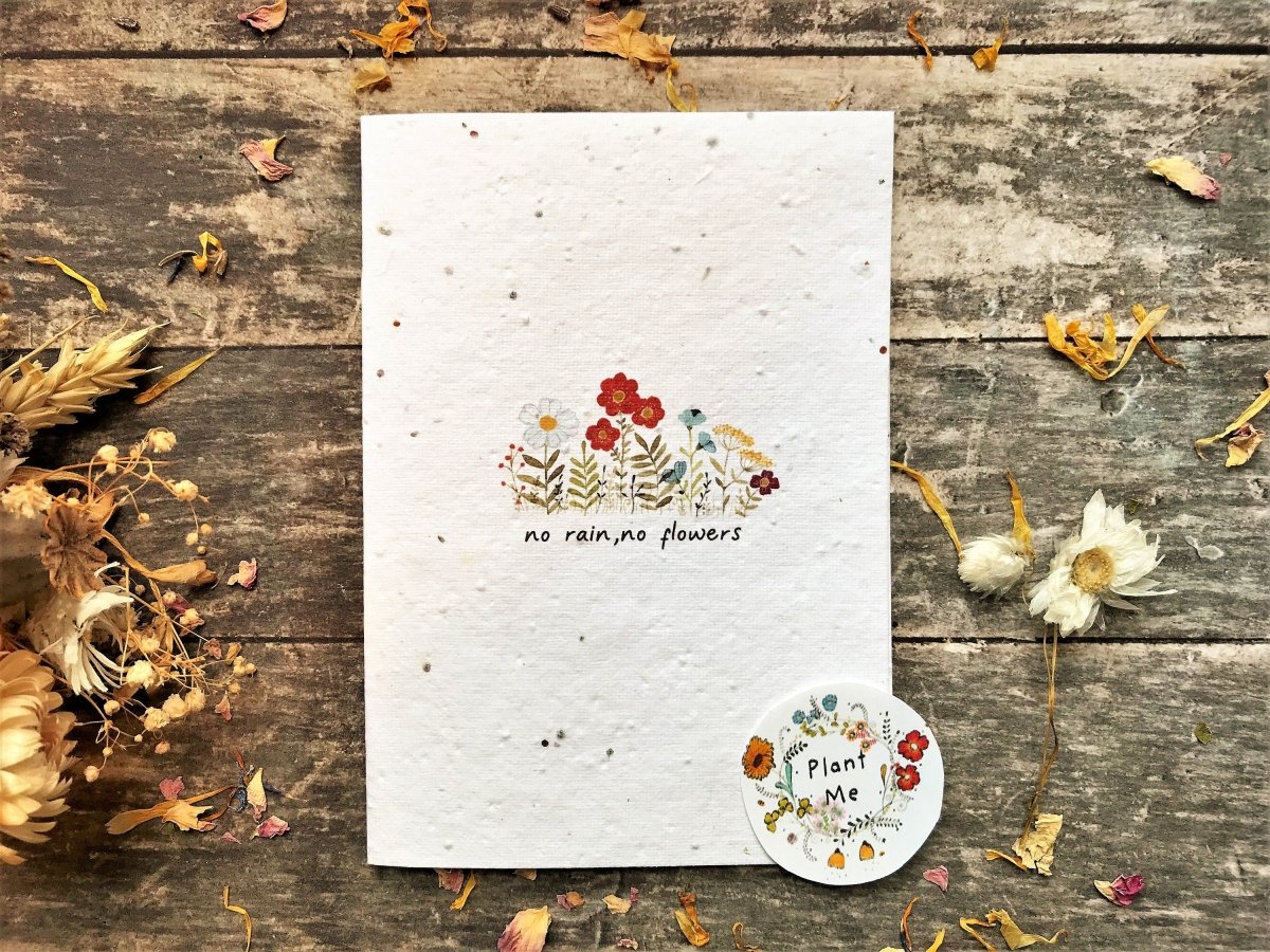 Plantable Seed Paper Card: Watercolor Flower Design, Inspirational A6 Card - Erika's Whimsical Art