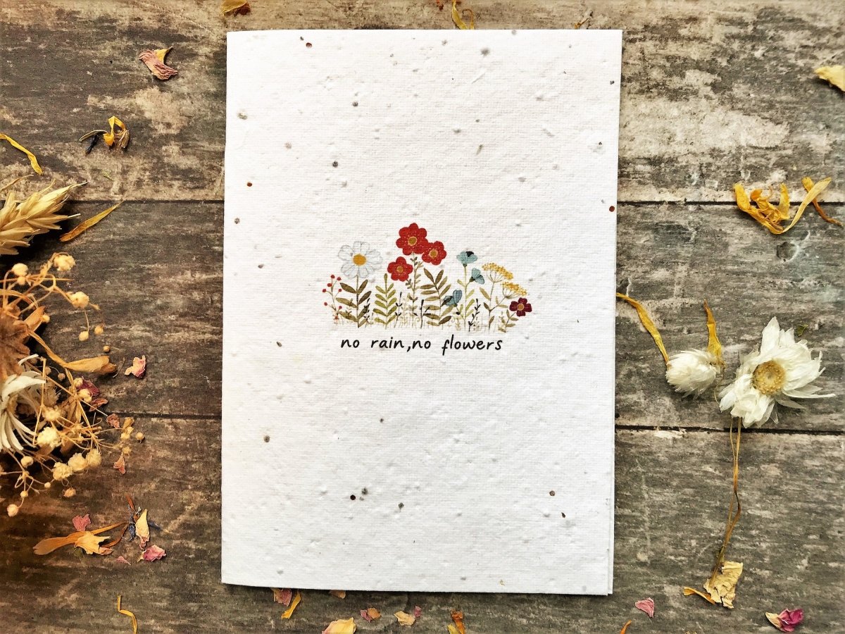 Plantable Seed Paper Card: Watercolor Flower Design, Inspirational A6 Card - Erika's Whimsical Art