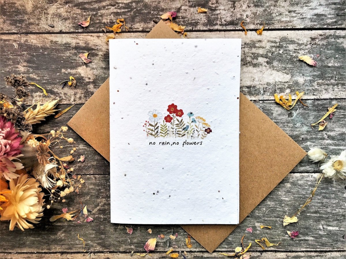 Plantable Seed Paper Card: Watercolor Flower Design, Inspirational A6 Card - Erika's Whimsical Art
