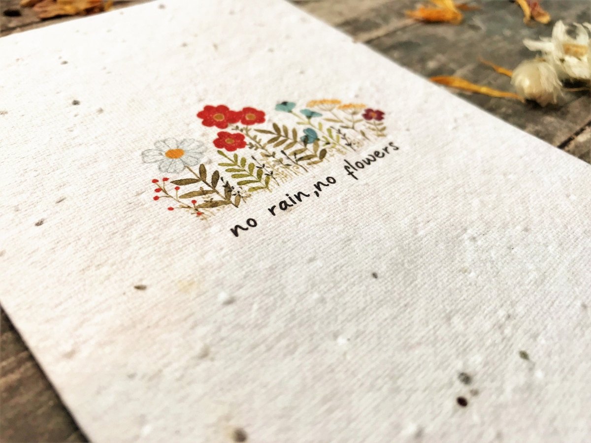 Plantable Seed Paper Card: Watercolor Flower Design, Inspirational A6 Card - Erika's Whimsical Art