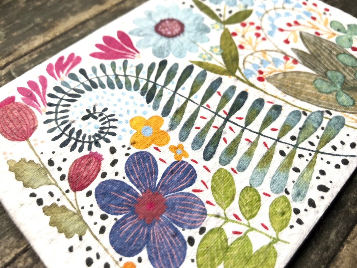 Plantable Seed Paper Card: Watercolour Floral Birthday Greeting - Erika's Whimsical Art