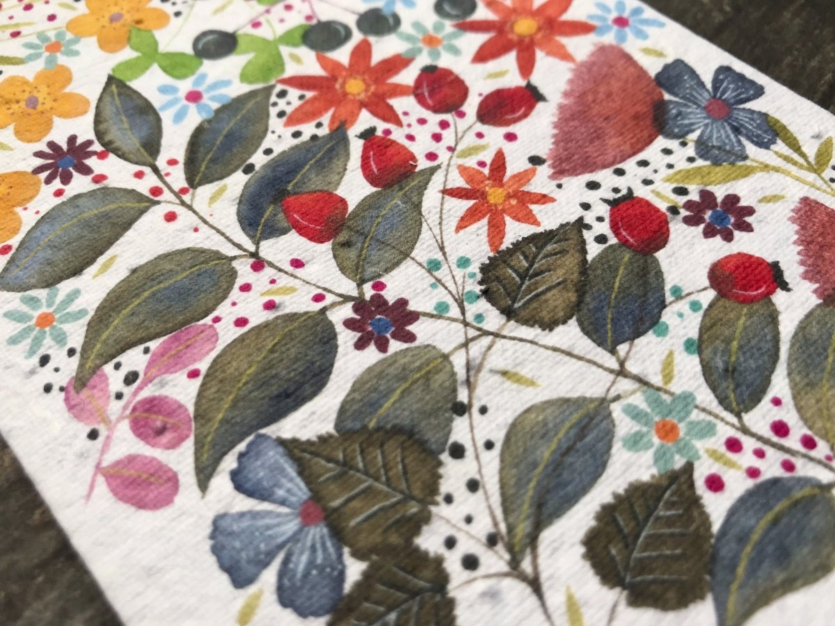 Plantable Seed Paper Card: Floral Birthday Card - Erika's Whimsical Art