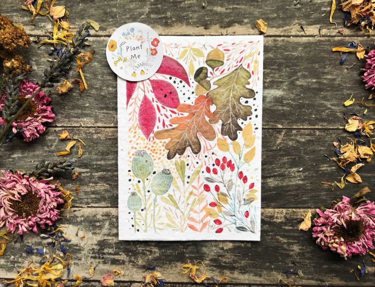 Plantable Seed Paper Card: Watercolour Floral Greeting Card - Erika's Whimsical Art