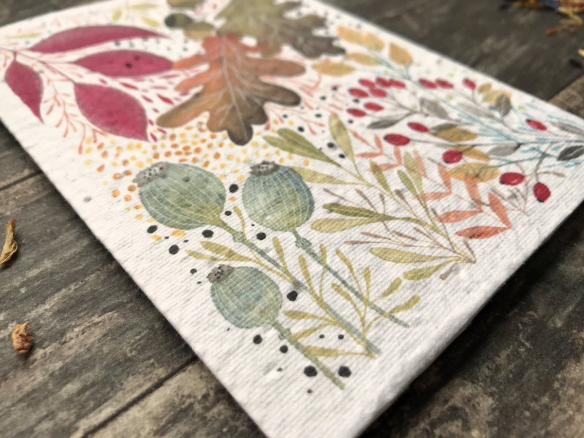 Plantable Seed Paper Card: Watercolour Floral Greeting Card - Erika's Whimsical Art