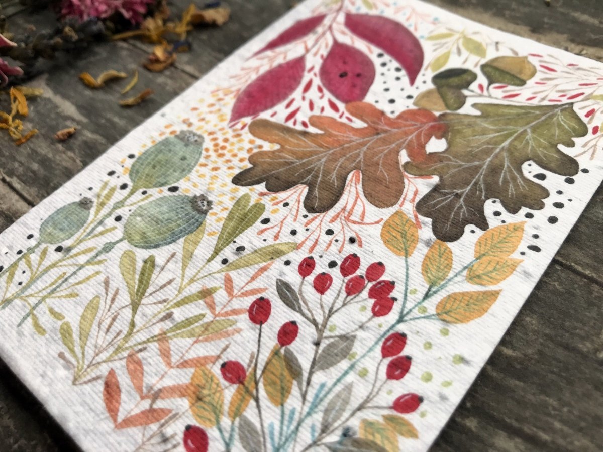 Plantable Seed Paper Card: Watercolour Floral Greeting Card - Erika's Whimsical Art