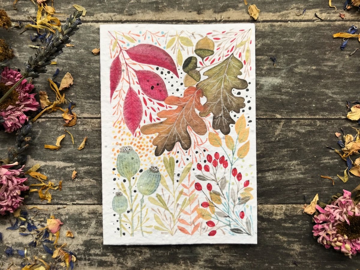 Plantable Seed Paper Card: Watercolour Floral Greeting Card - Erika's Whimsical Art
