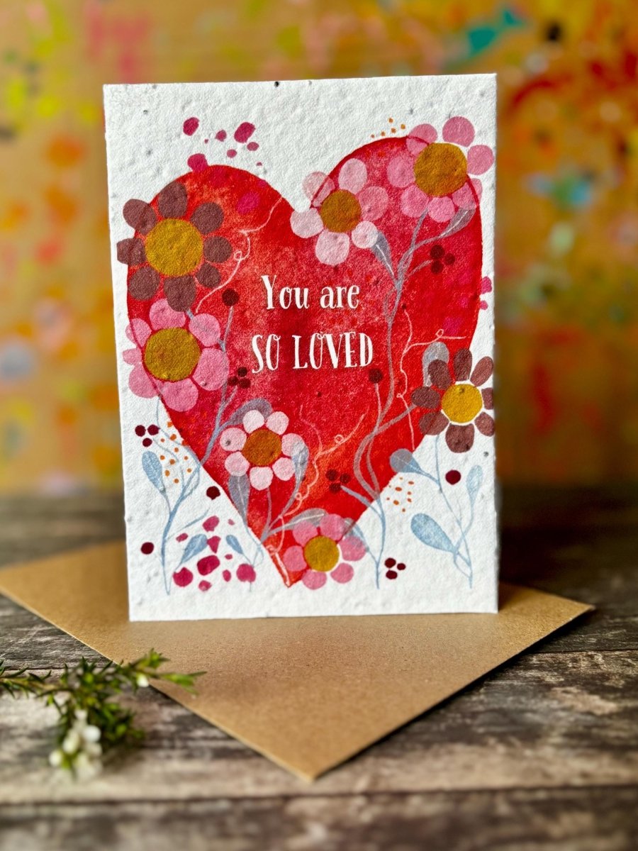 Plantable Seed Paper Card – Wildflower Heart, Eco - Friendly A6 - Erika's Whimsical Art