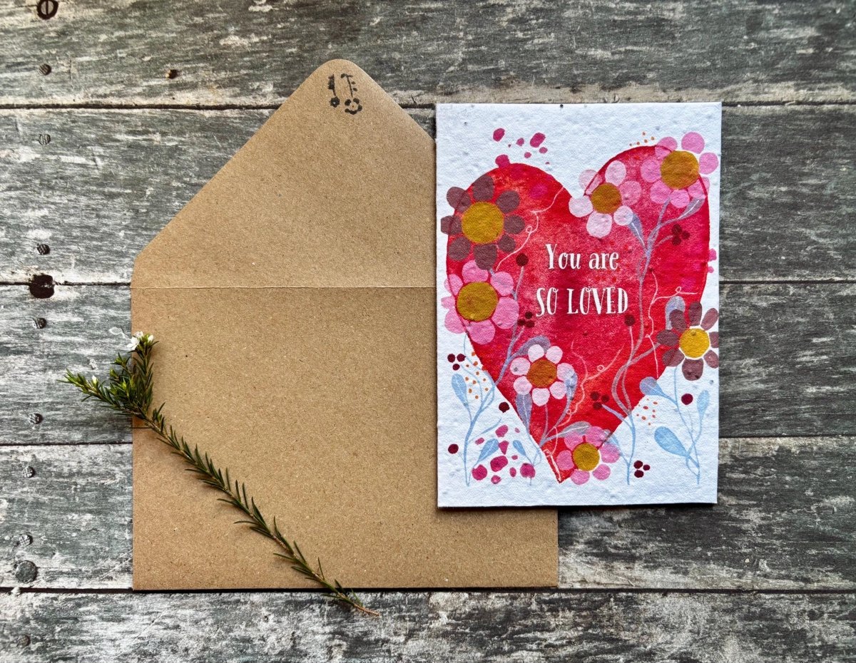 Plantable Seed Paper Card – Wildflower Heart, Eco - Friendly A6 - Erika's Whimsical Art