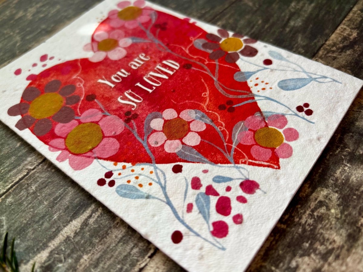 Plantable Seed Paper Card – Wildflower Heart, Eco - Friendly A6 - Erika's Whimsical Art