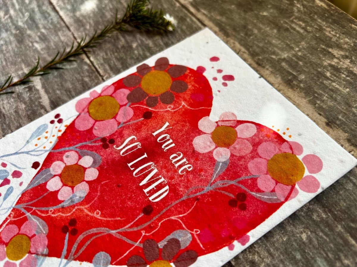 Plantable Seed Paper Card – Wildflower Heart, Eco - Friendly A6 - Erika's Whimsical Art