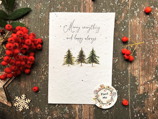 Plantable Seed Paper Christmas Card: Christmas Tree Illustration - Erika's Whimsical Art