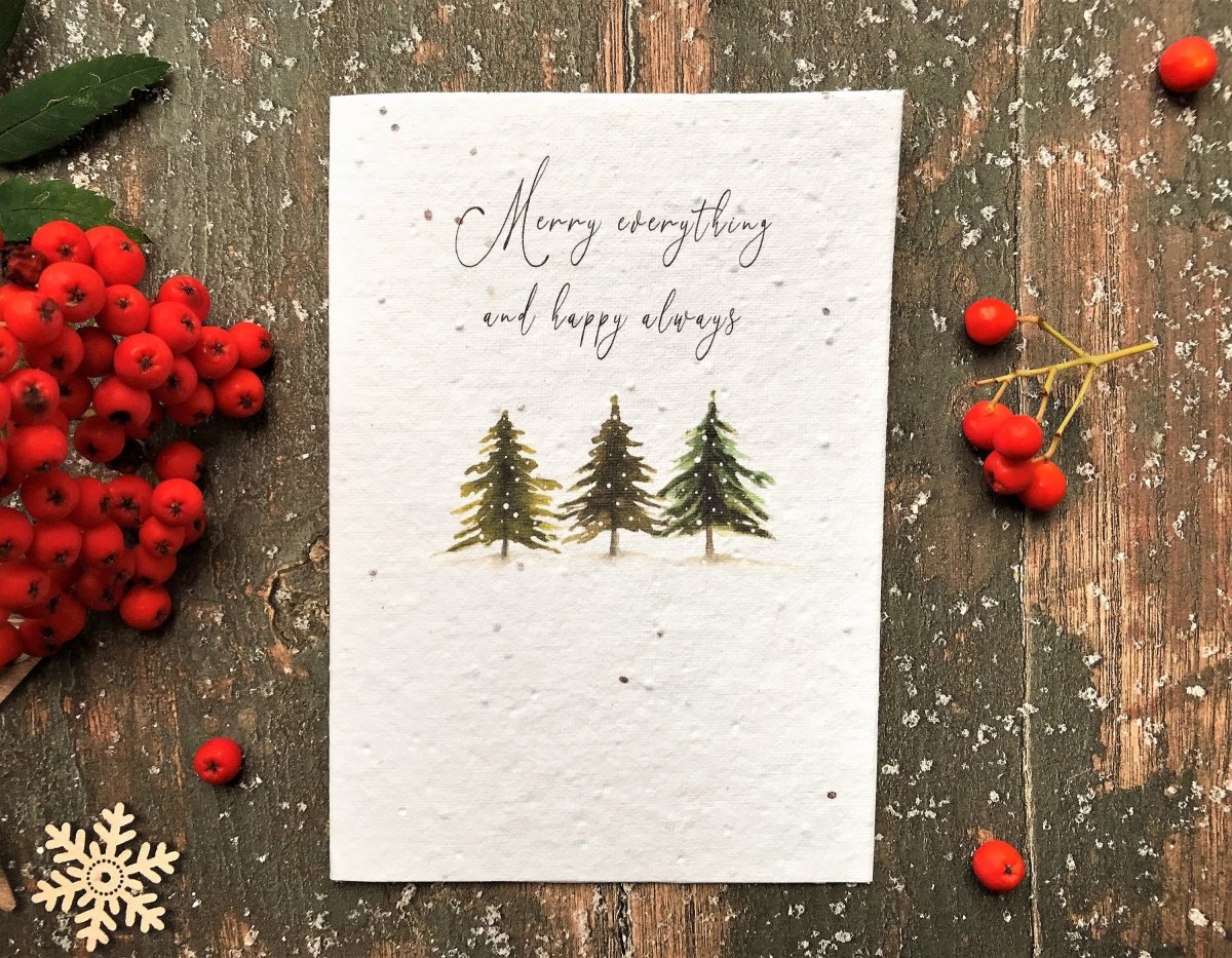 Plantable Seed Paper Christmas Card: Christmas Tree Illustration - Erika's Whimsical Art