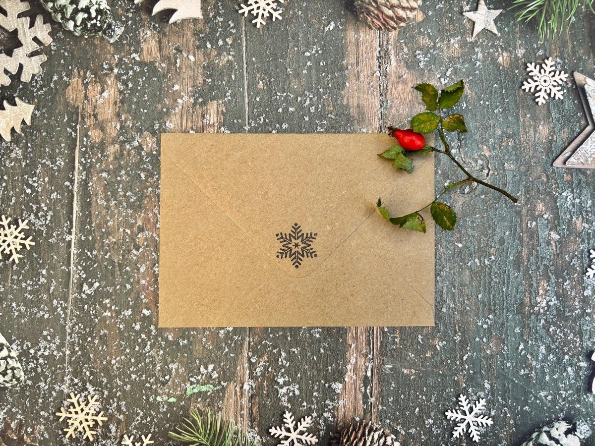 Plantable Seed Paper Handmade Christmas Card: Pine Needle and Stars Design, Eco - Friendly - Erika's Whimsical Art