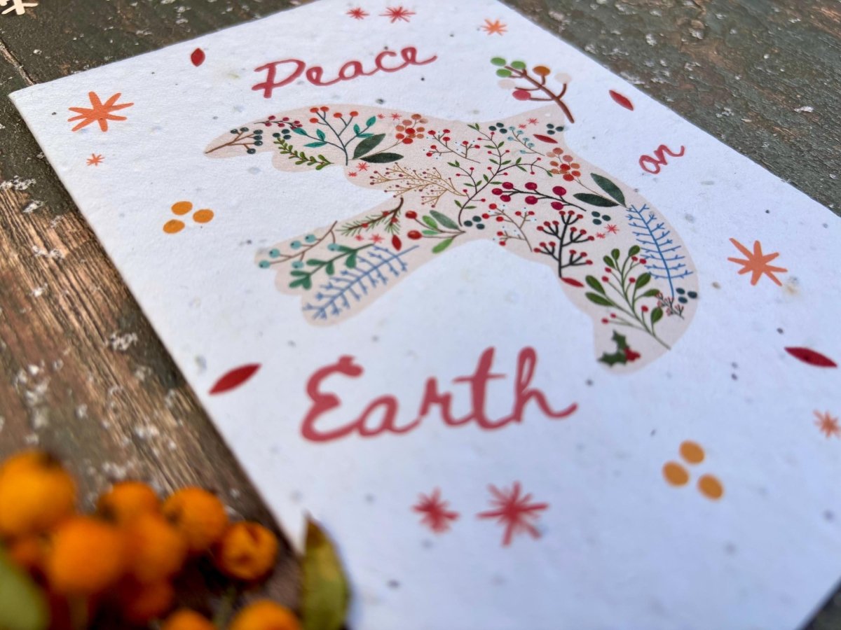Plantable Seed Paper Christmas Card: Wreath Illustration, Eco - Friendly - Erika's Whimsical Art