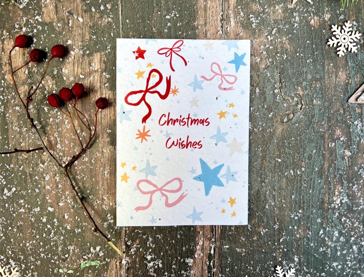 Plantable Seed Paper Christmas Card: Wreath Illustration, Eco - Friendly - Erika's Whimsical Art
