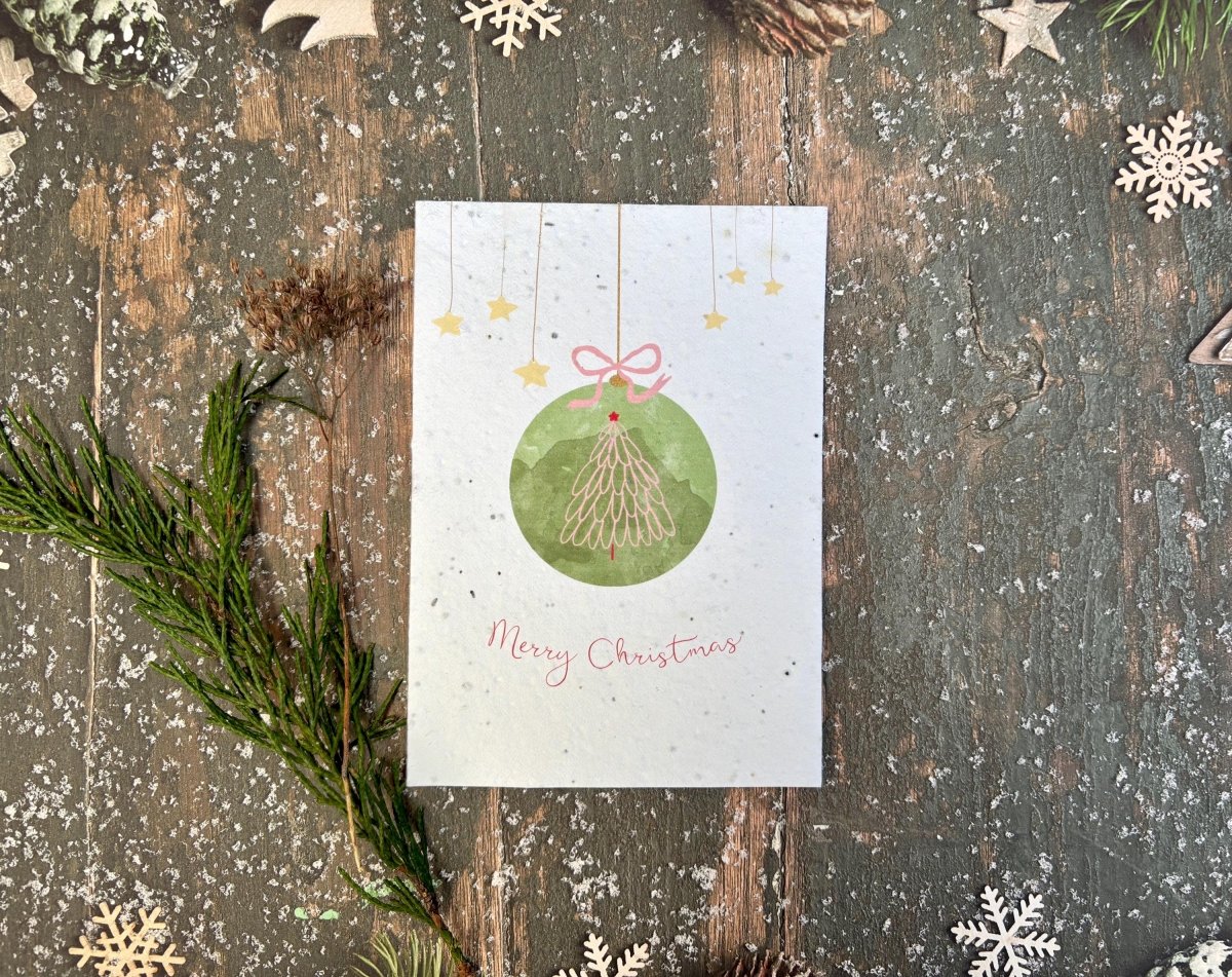 Plantable Seed Paper Christmas Card: Bauble design, Eco - Friendly - Erika's Whimsical Art