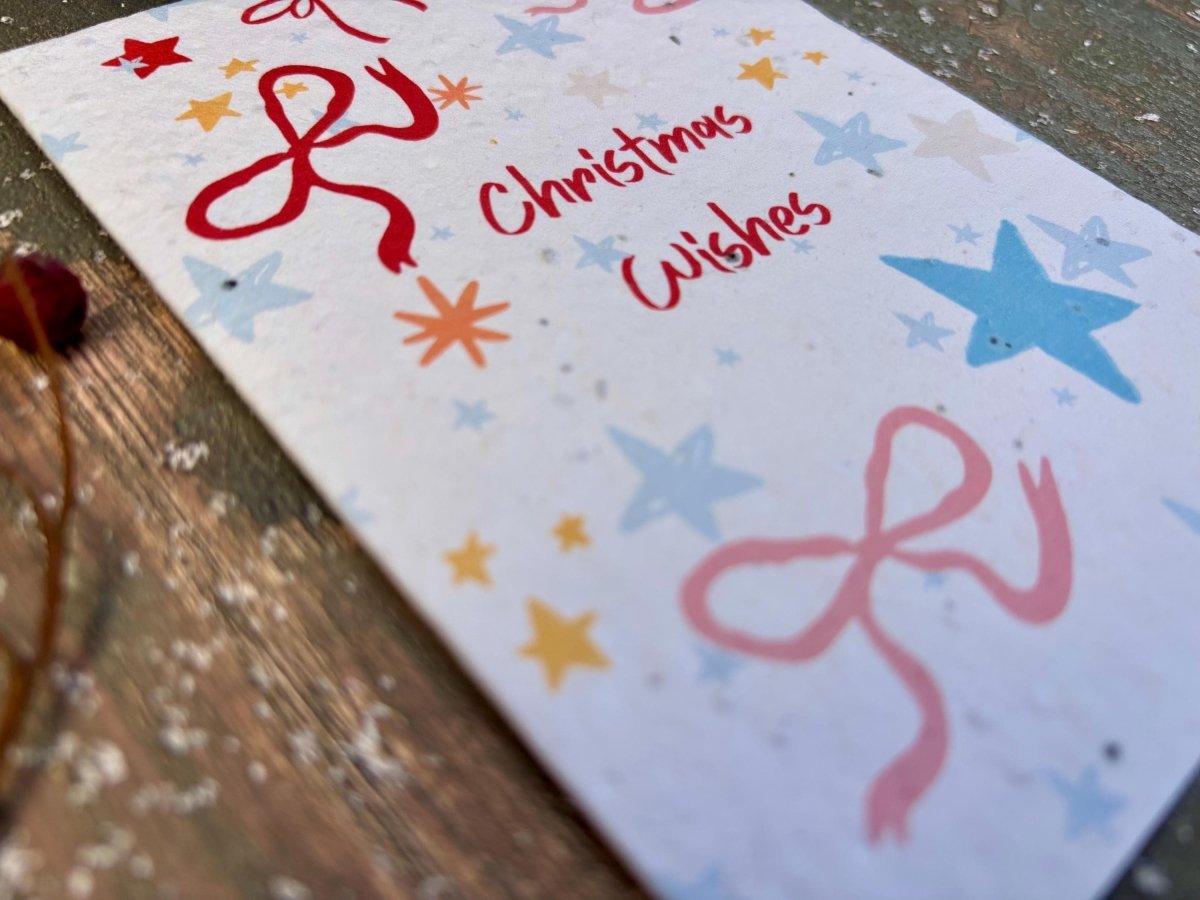 Plantable Seed Paper Christmas Card: Wreath Illustration, Eco - Friendly - Erika's Whimsical Art