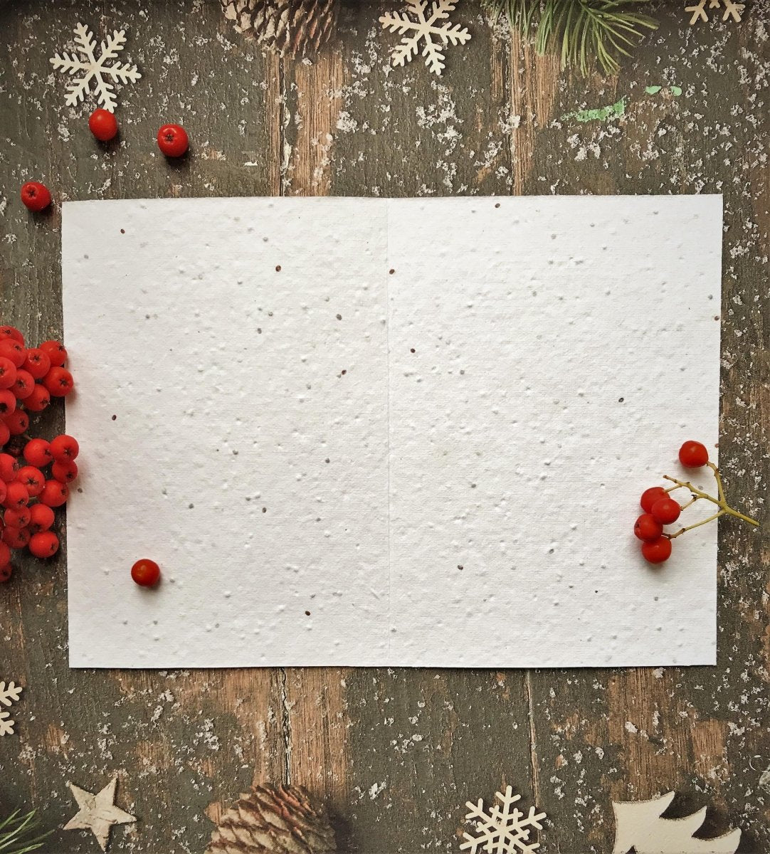 Plantable Seed Paper Christmas Card: Wreath Illustration, Eco - Friendly - Erika's Whimsical Art