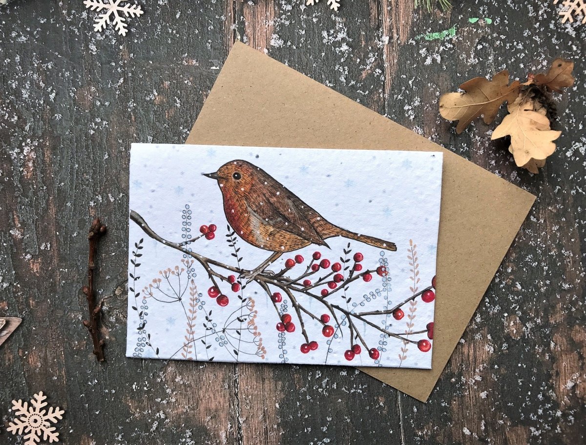 Plantable Seed Paper Christmas Cards: Eco - Friendly Wildflower Holiday Greetings - Erika's Whimsical Art