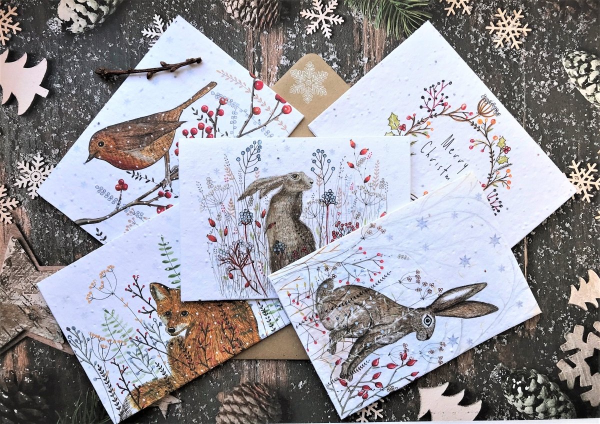Plantable Seed Paper Christmas Cards: Eco - Friendly Wildflower Holiday Greetings - Erika's Whimsical Art