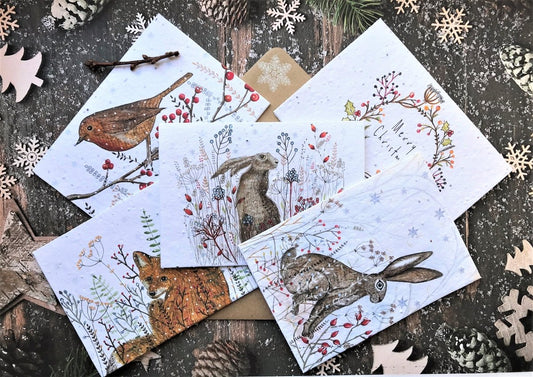 Plantable Seed Paper Christmas Cards: Eco - Friendly Wildflower Holiday Greetings - Erika's Whimsical Art