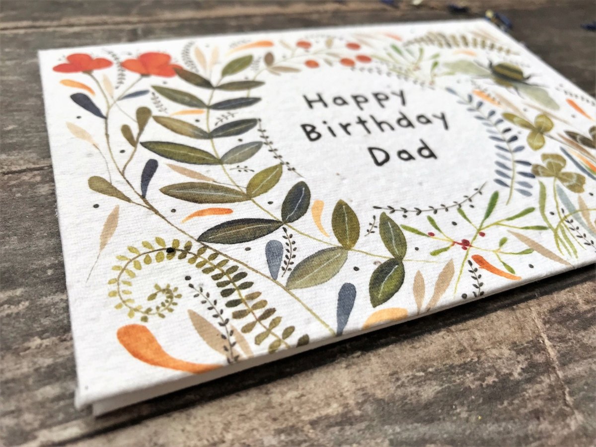 Plantable Seed Paper Dad Birthday Card: Eco - Friendly Floral Design - Erika's Whimsical Art