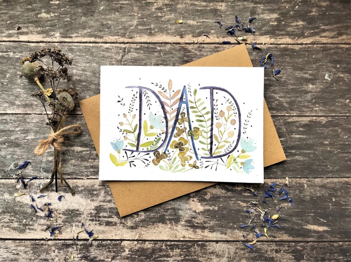 Plantable Seed Paper Dad Card: Eco - Friendly Birthday Card - Erika's Whimsical Art