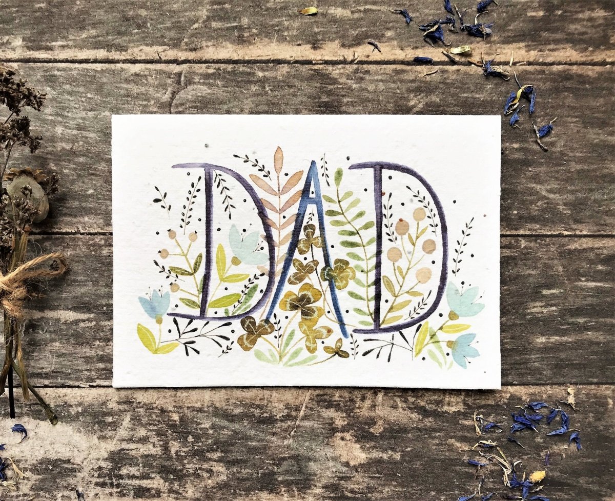 Plantable Seed Paper Dad Card: Eco - Friendly Birthday Card - Erika's Whimsical Art