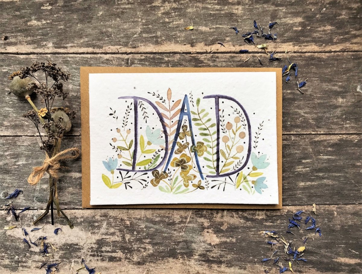 Plantable Seed Paper Dad Card: Eco - Friendly Birthday Card - Erika's Whimsical Art