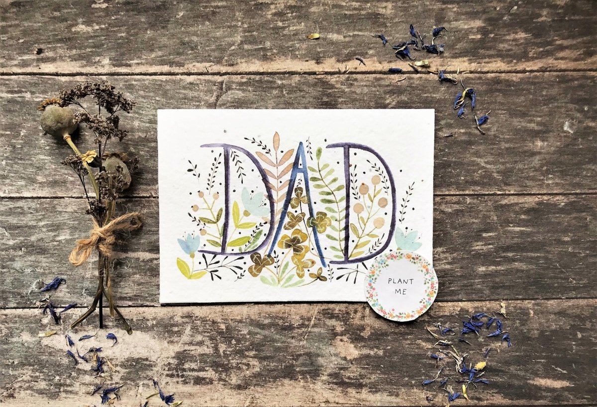 Plantable Seed Paper Dad Card: Eco - Friendly Birthday Card - Erika's Whimsical Art