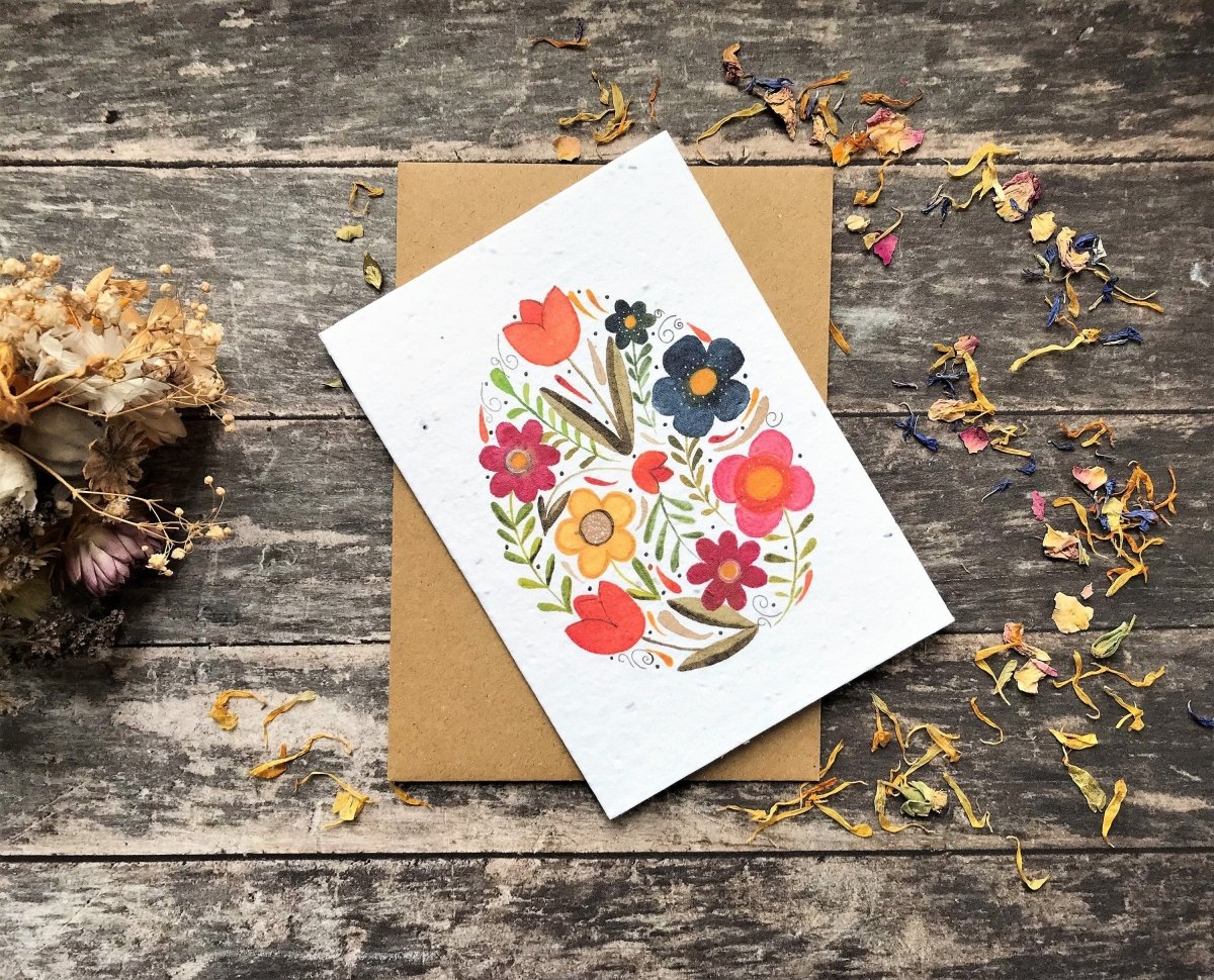 Plantable Seed Paper Easter Card, Blank Inside, Easter Eggs greeting card, Spring flowers, Easter Cards, Happy Easter Cards, - Erika's Whimsical Art