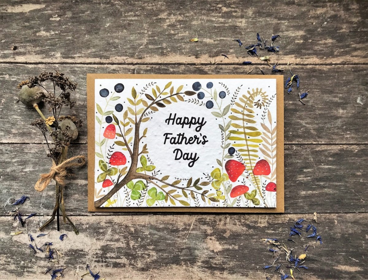 Plantable Seed Paper Father’s Day card, Happy Father's Day, Father's Day card for Grandad - Erika's Whimsical Art