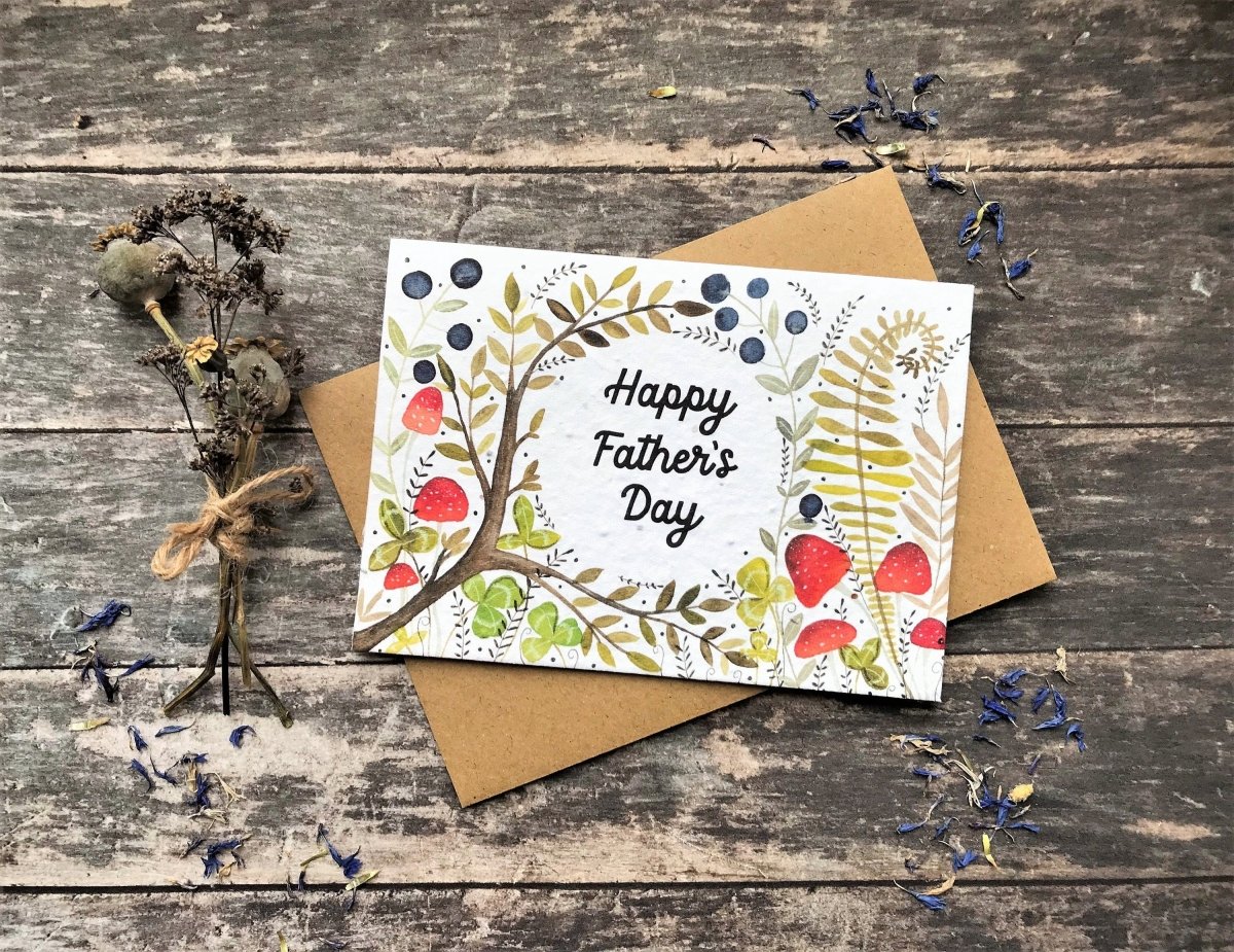Plantable Seed Paper Father’s Day card, Happy Father's Day, Father's Day card for Grandad - Erika's Whimsical Art