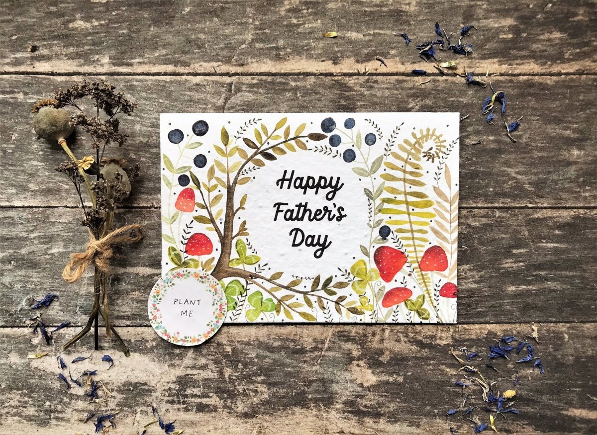Plantable Seed Paper Father’s Day card, Happy Father's Day, Father's Day card for Grandad - Erika's Whimsical Art