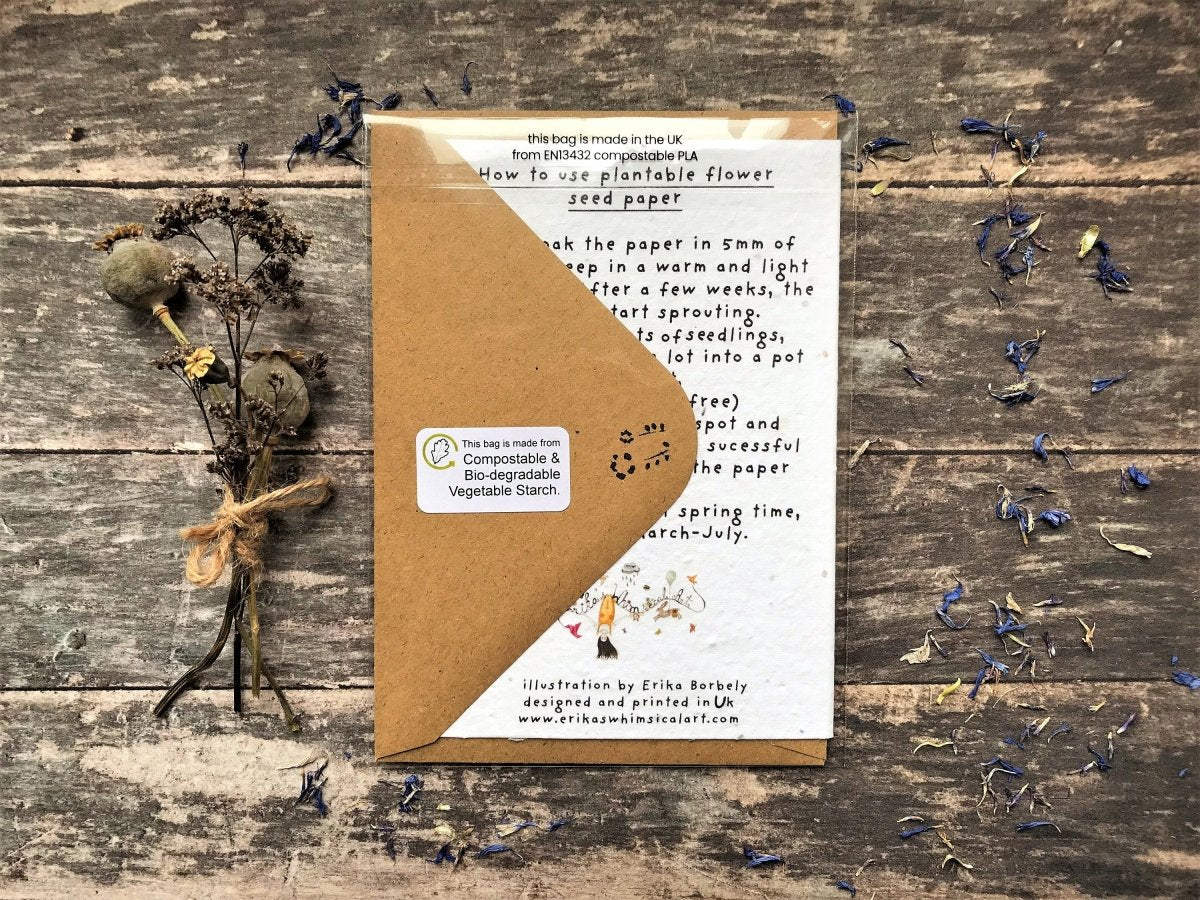 Plantable Seed Paper Father’s Day card, Happy Father's Day, Father's Day card for Grandad - Erika's Whimsical Art