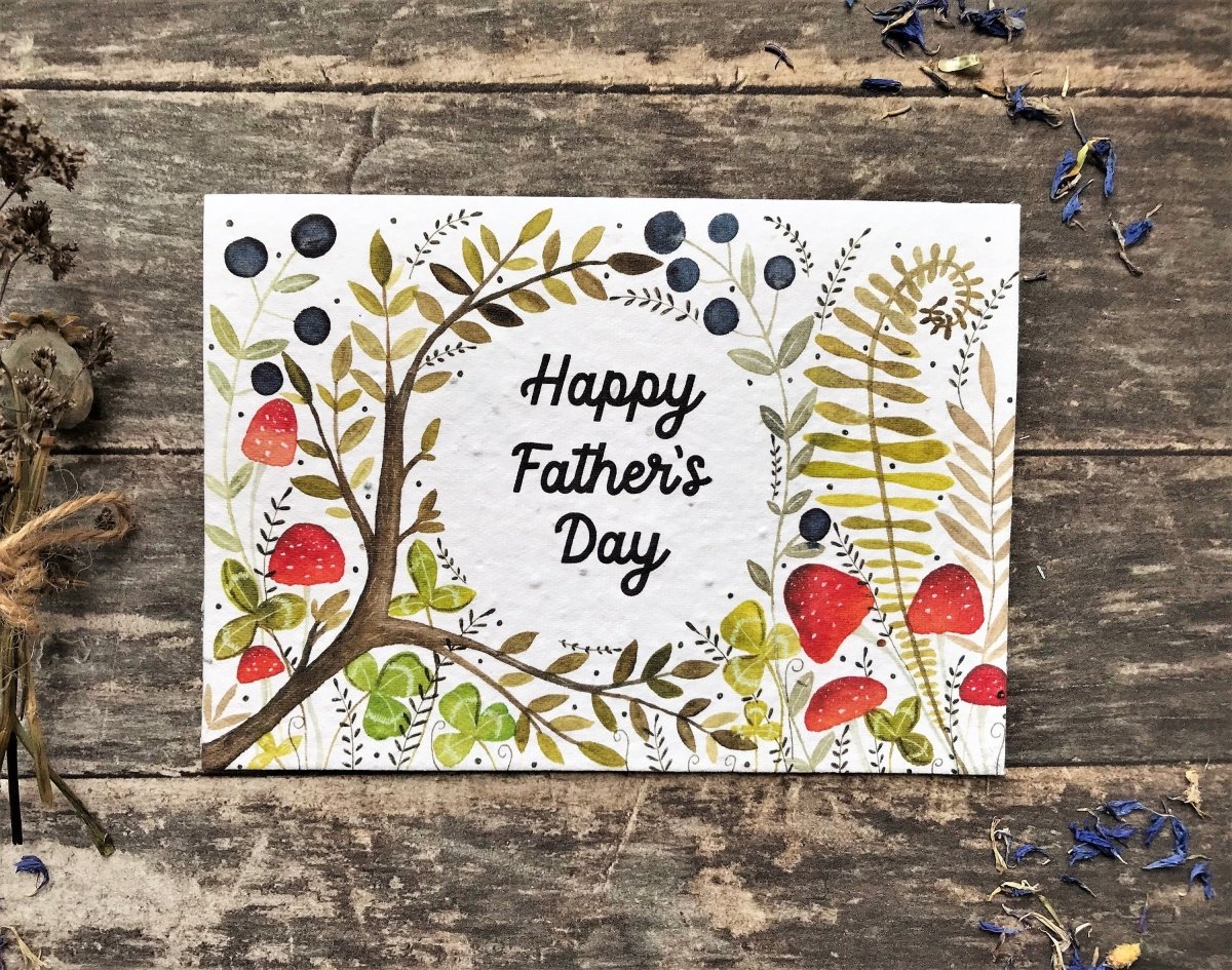 Plantable Seed Paper Father’s Day card, Happy Father's Day, Father's Day card for Grandad - Erika's Whimsical Art