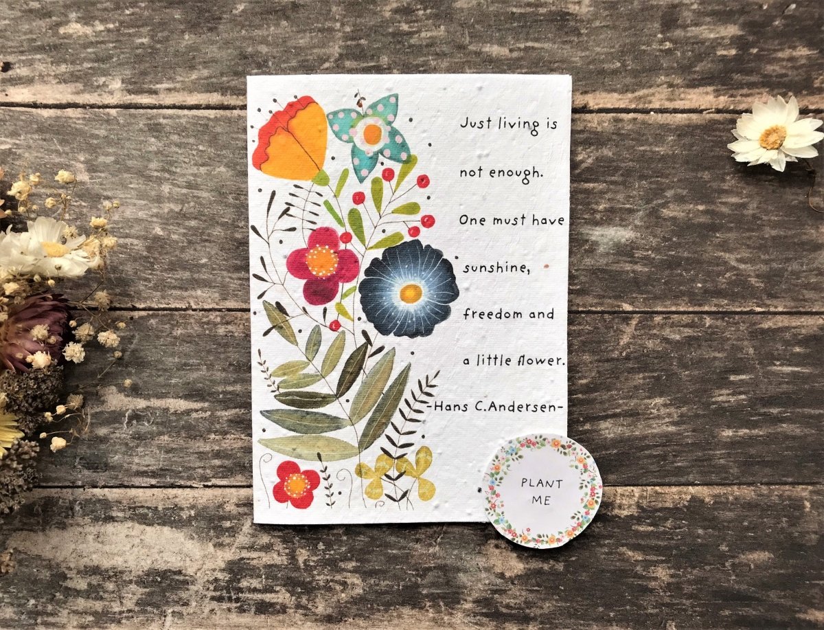 Plantable Seed Paper Flower Card: Inspirational Quote, Eco - Friendly - Erika's Whimsical Art