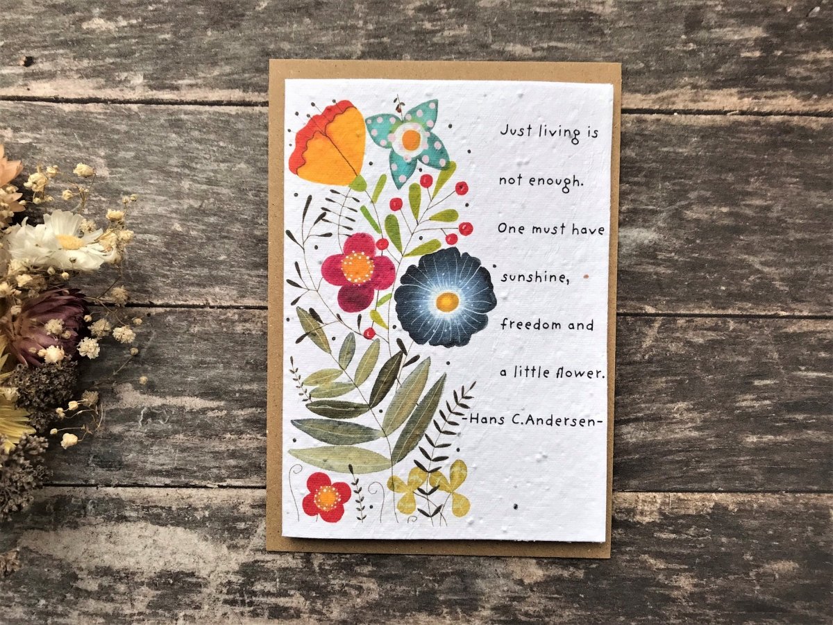 Plantable Seed Paper Flower Card: Inspirational Quote, Eco - Friendly - Erika's Whimsical Art